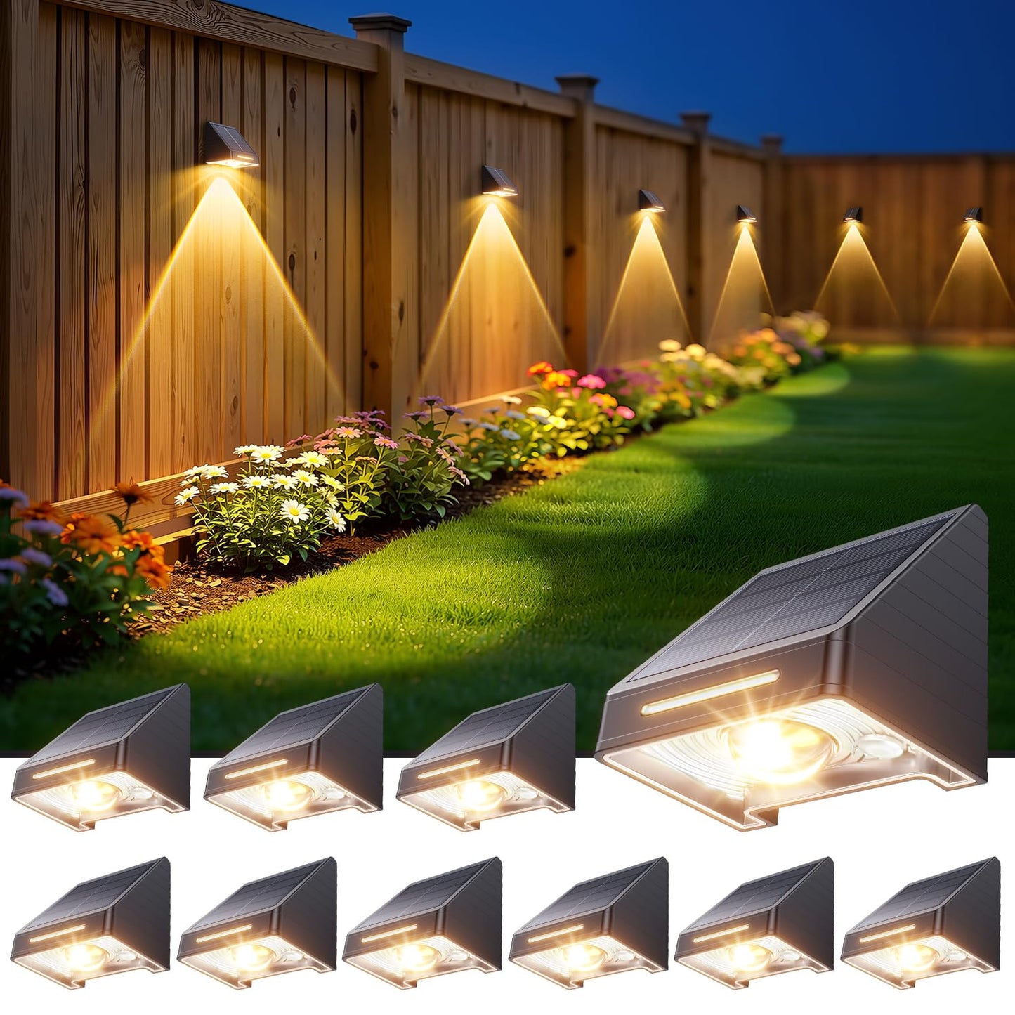 Solar Fence Lights 10-Pack — 9 Colors & 10 Modes - Image 1