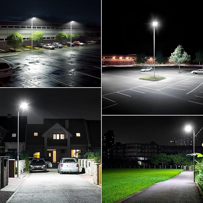 11000W Solar Street Lights - Wide Angle Solar Lights Outdoor Motion Sensor, Commercial Parking Lot Light Dusk to Dawn, 7000K LED Street Light IP66 Waterproof with Remote Control (1Pack)