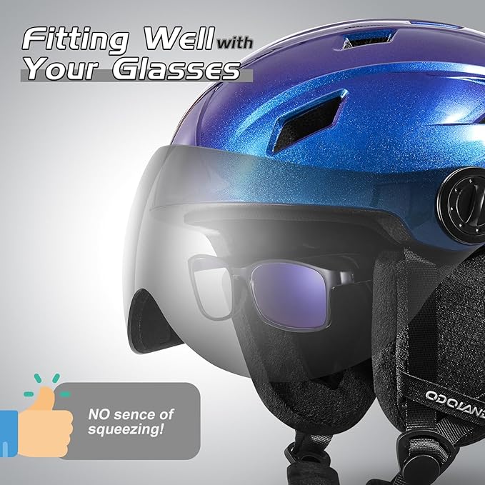 Odoland Ski Helmet with 2-in-1 Visor Goggles, Light Weight Snowboard Helmet for Men Women, Snow Sport Helmets for Skiing, Skating, Snowboarding
