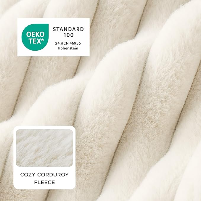 Bedsure Cute Dog Bed for Small Medium Dogs - Washable Furry Puppy Beds, Rectangle Orthopedic Corduroy Fleece Pet Beds with Removable Zipper Cover, 25x21x7inches, Cream