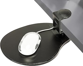 MAX SMART Clamp on Mouse Platform, Clip on Mouse Pad, Rotating 360, Easy Slide Out Tray, Suitable Up to for 1.5" Thickness Desk, for Home, Office to Save Space (Black)
