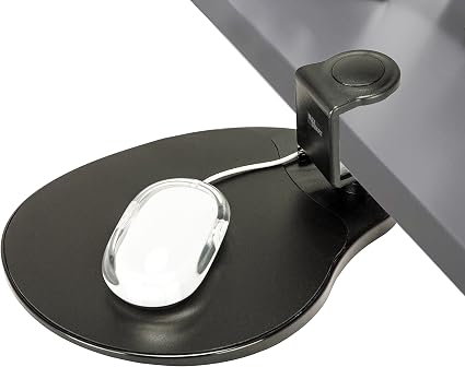MAX SMART Clamp on Mouse Platform, Clip on Mouse Pad, Rotating 360, Easy Slide Out Tray, Suitable Up to for 1.5" Thickness Desk, for Home, Office to Save Space (Black)