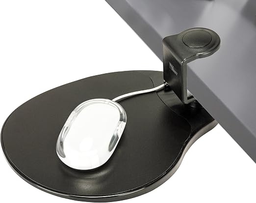 MAX SMART Clamp on Mouse Platform, Clip on Mouse Pad, Rotating 360, Easy Slide Out Tray, Suitable Up to for 1.5" Thickness Desk, for Home, Office to Save Space (Black)