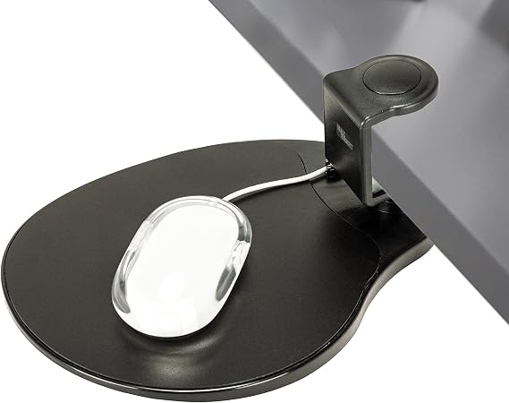 MAX SMART Clamp on Mouse Platform, Clip on Mouse Pad, Rotating 360, Easy Slide Out Tray, Suitable Up to for 1.5" Thickness Desk, for Home, Office to Save Space (Black)