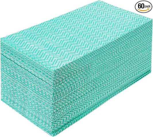 JEBBLAS Green Reusable Kitchen Towels, 60 Sheets/Pack, 13" x 24" (33x60cm), Eco-friendly, Machine Washable