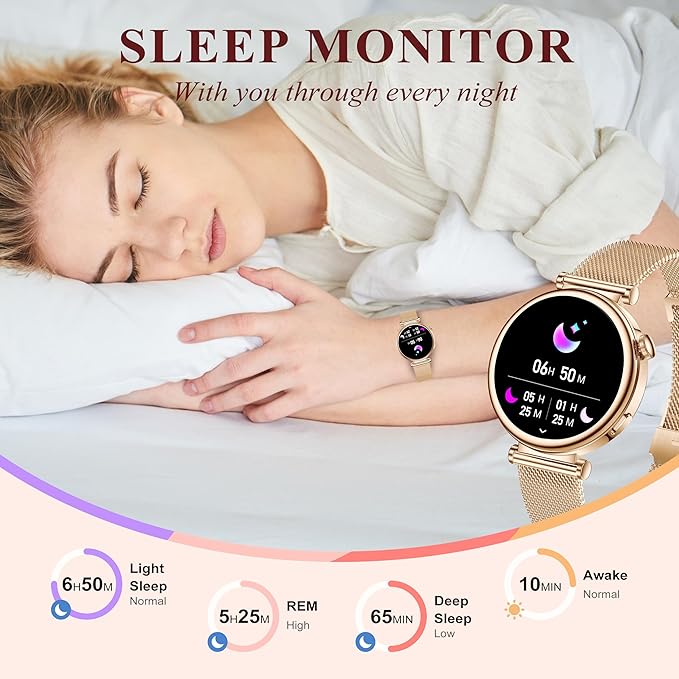 Smart Watch for Women (Answer/Make Call) 1.27" HD 3 Bands Smartwatch Compatible Android iPhone Phone with Fitness Tracker/Heart Rate/Sleep Monitor, 220+ DIY Dial & IP68 Waterproof, Rose Gold