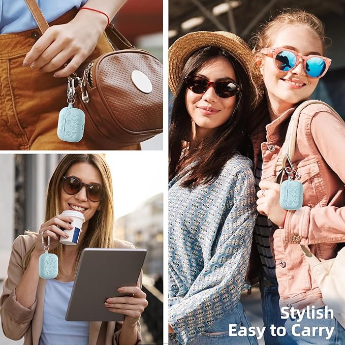 Lerobo for Airpod Pro Case/Airpod Pro 2 Case Cover, Flower Engraved Cute Silicone Skin Full Protective Cover Compatible with Apple Airpods Pro 2nd/1st Generation Case with Keychain, Turquoise