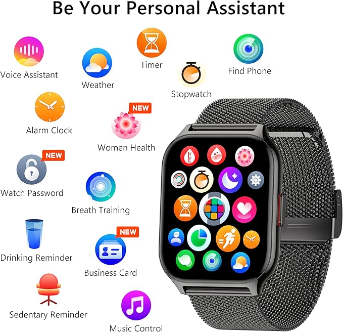 Smart Watch 45mm for Women Men(Dial/Answer Calls), 2.0" Fitness Tracker Watch with Heart Rate/Blood Pressure/Blood Oxygen Monitor for Android iOS
