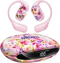 Groovz Open-Ear Plus True Wireless Headphones with Battery Display - Designed & Engineered in the USA - Multi-Point Pairing Bluetooth Open Ear Earbuds Compatible with Apple & Android - Floral - Image 1