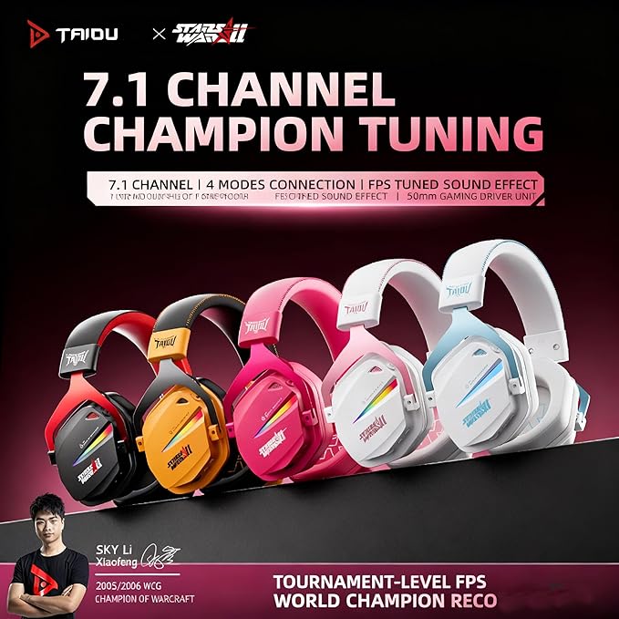 THS326 Wireless Gaming Headset 7.1 Surround Sound for PS5 PS4 PC Switch TOPSPEED Gaming Headphones, Noise Canceling Mic, 250Hr Battery, Low 15ms Latency, Lightweight, BT 5.3 FPS Games (Orange)