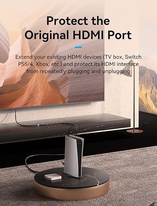 VENTION HDMI Extension Cable 4K HDMI Extender 3FT Male to Female Adapter Cord High Speed Compatible with Roku TV Stick PS5 PS4 Xbox Laptop PC Blu Ray Player Wii U HDTV