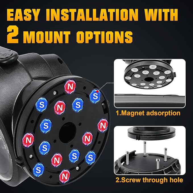 Willpower 5D 360º Rotate Remote Control Led Search Lights 50W Spot Beam Portable LED Work Light with Magnetic Base Driving Lamps for Car Offroad Truck ATV Boat Security Emergency Lighting 12V 24V