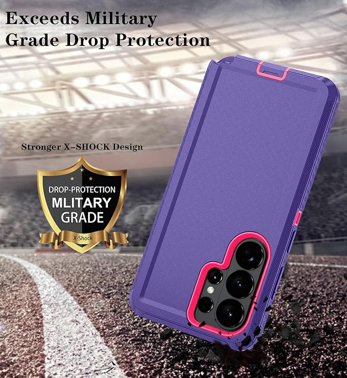 ONOLA Phone Case for Samsung Galaxy S26 Ultra Case with HD Screen Protector, Heavy Duty Shockproof & Dropproof 3-Layer Cover Phone Case for Galaxy S26 Ultra 6.9'',PurpleRoseRed