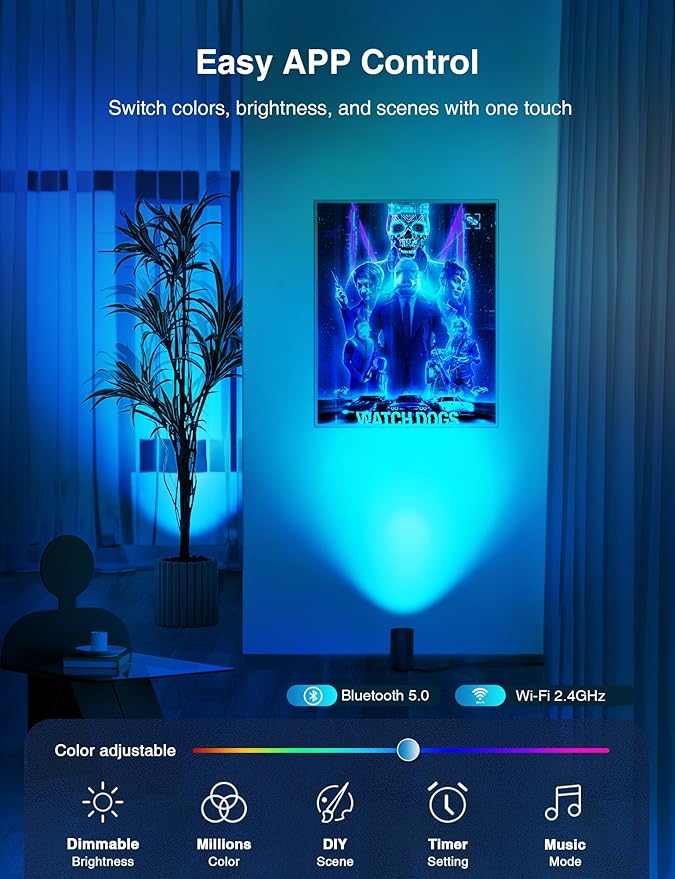 SUNVIE Smart Floor Can Light 5W RGBW Color Changing Up Lights Spotlight with Timer 2700K-6500K Uplighting Indoor Dimmable Uplights Indoor for Plant Corner, APP Control Alexa & Google Home, 2PCS