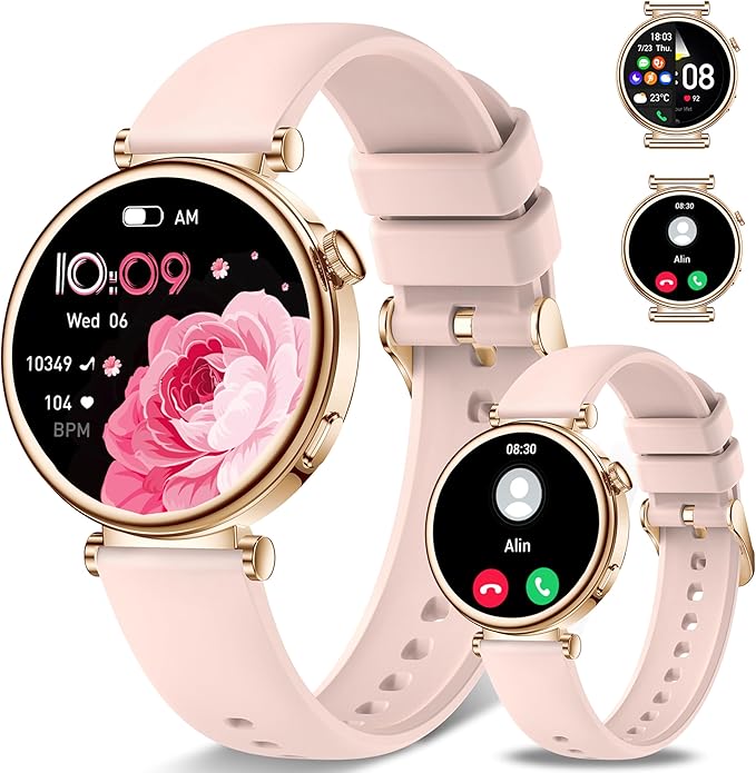 Smart Watch for Women (Answer/Make Call) 1.27" HD Smartwatch Compatible Android/iphone Phone with 2 Bands Fitness Tracker/AI Voice/Heart Rate/Sleep Monitor, 220+ DIY Dial & IP68 Waterproof, Pink
