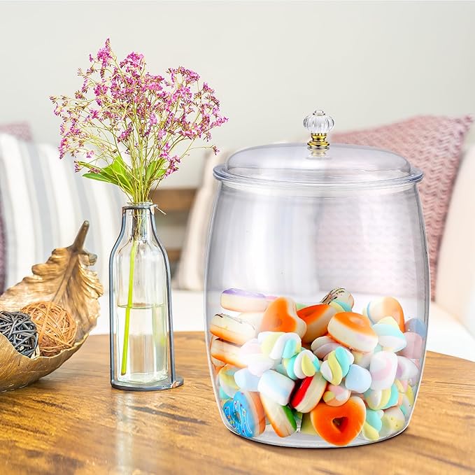 Nuogo 2.5 Gallon/320 oz Large Candy & Cookie Jar with Lid Plastic Apothecary Jars Large Food Storage Container Unbreakable Kitchen Storage for Cookie, Candy, Snack and Dried Foods DIY Gift