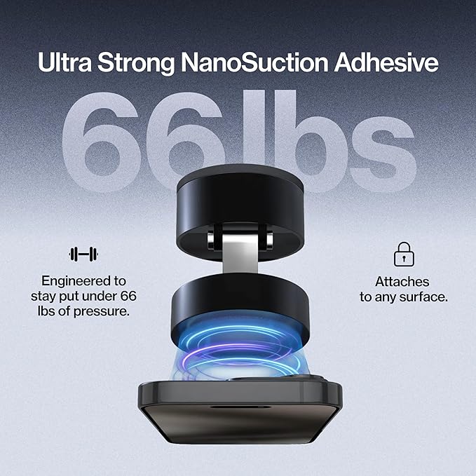 Statik HyperMount®(Gen 2) Vacuum Phone Mount Magnetic Phone Holder, Vacuum Seal Car Phone Mount, Use on Any Surface, Compatible with Apple MagSafe, Magnetic Rings Included for Android Devices, 5 Pack
