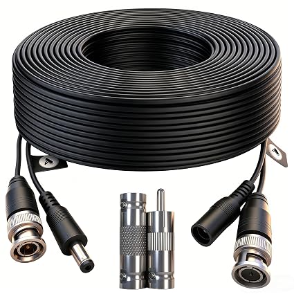 1 Pack 100ft (30M) 4K Ultra HD BNC Video Cable Wire, Security Camera Extension Cable, All-in-One Siamese CCTV Power Cable for DVR System, Includes 2 BNC Connectors