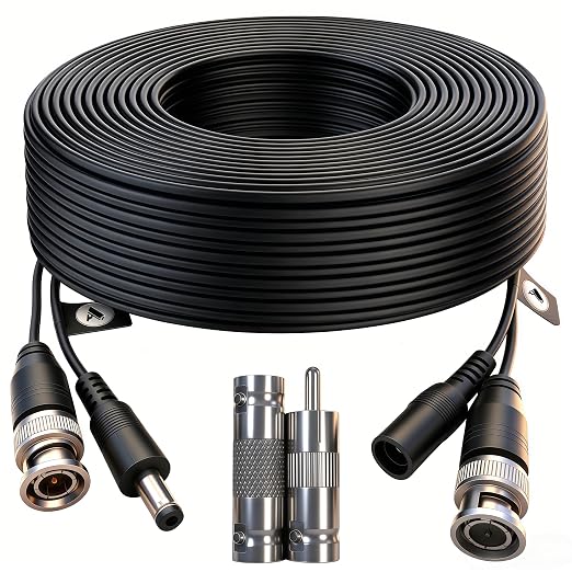 1 Pack 100ft (30M) 4K Ultra HD BNC Video Cable Wire, Security Camera Extension Cable, All-in-One Siamese CCTV Power Cable for DVR System, Includes 2 BNC Connectors