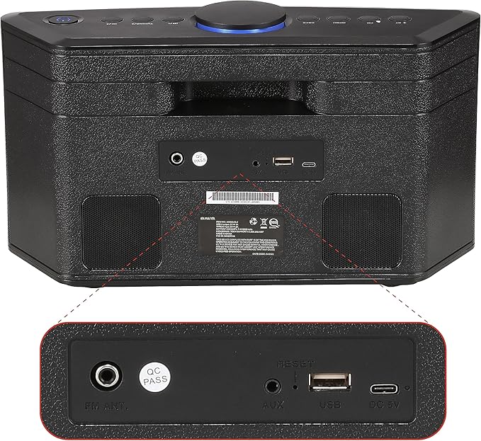 Aiwa Wireless Speaker - Unleash Powerful Sound and Versatile Connectivity - Experience Bluetooth Freedom, FM Radio, Clock, 20W RMS, LCD Display, and Alarm Clock Functionality