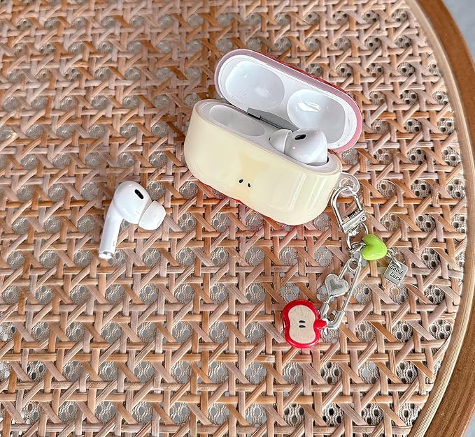 JANDM 3D Fruit Case with Keychain for AirPods Pro 3,Cute Apples-Shaped Design Aesthetic Shockproof Cover with Strap Protective Cover for Women Girls