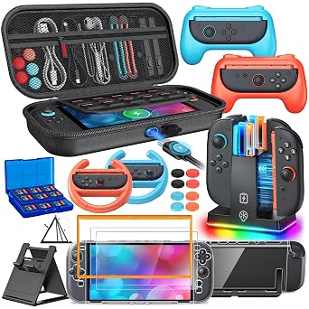 Switch 2 Accessories, Case Bundle with Charger, Grip for Nintendo Switch 2