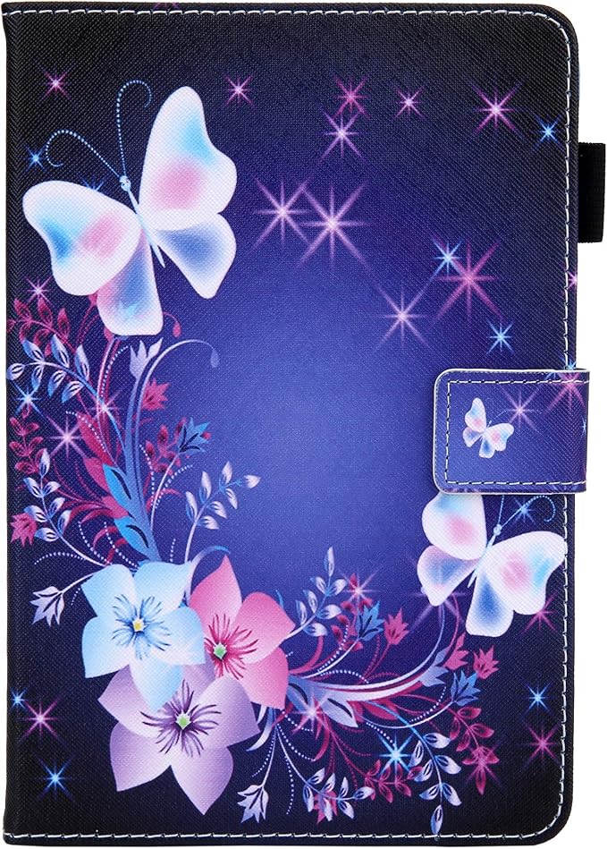 Dteck for Fire Max 11 (13th Generation) Tablet Case 11" 2023, PU Leather Protective Fold Stand Case with Auto Sleep Wake, Adjustable Viewing Angles, 4 Card Slots, Cute Slim Folio Case, White Butterfly