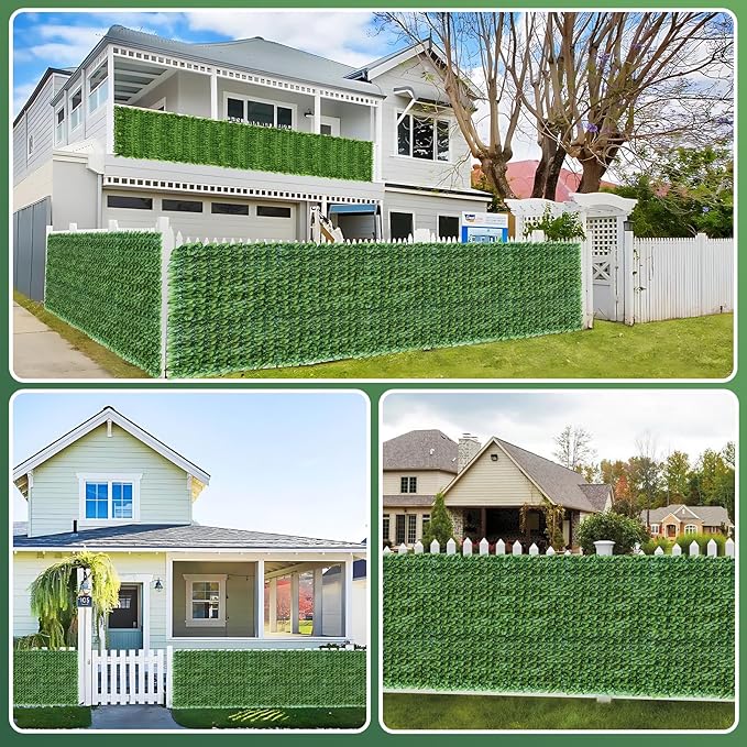 Artificial Ivy Privacy Fence Screen, 120x40 inch Artificial Hedge Grass Wall, Faux Ivy Fence Privacy Screen, Decoration for Patio Balcony Garden Backyard Indoor Outdoor Decor, Color Watermelon Leaves
