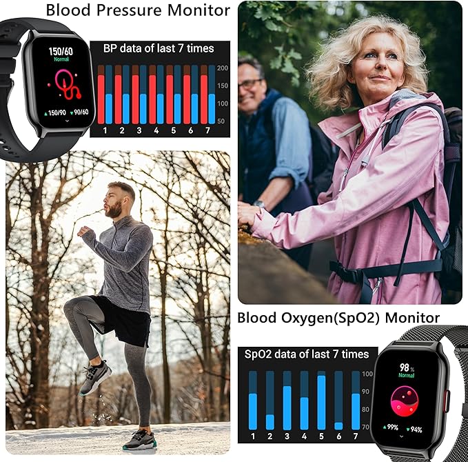 Smart Watch 45mm for Women Men(Dial/Answer Calls), 2.0" Fitness Tracker Watch with Heart Rate/Blood Pressure/Blood Oxygen Monitor for Android iOS