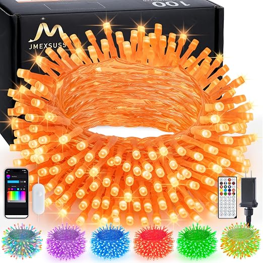 JMEXSUSS 100 LED Orange and Purple Color Changing Halloween String Lights