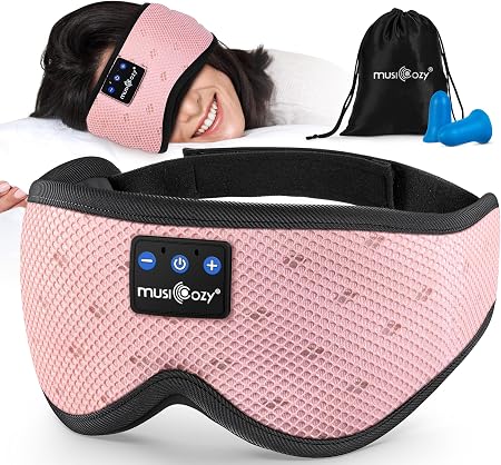 MUSICOZY Bluetooth Sleep Mask Headphones for Side Sleepers