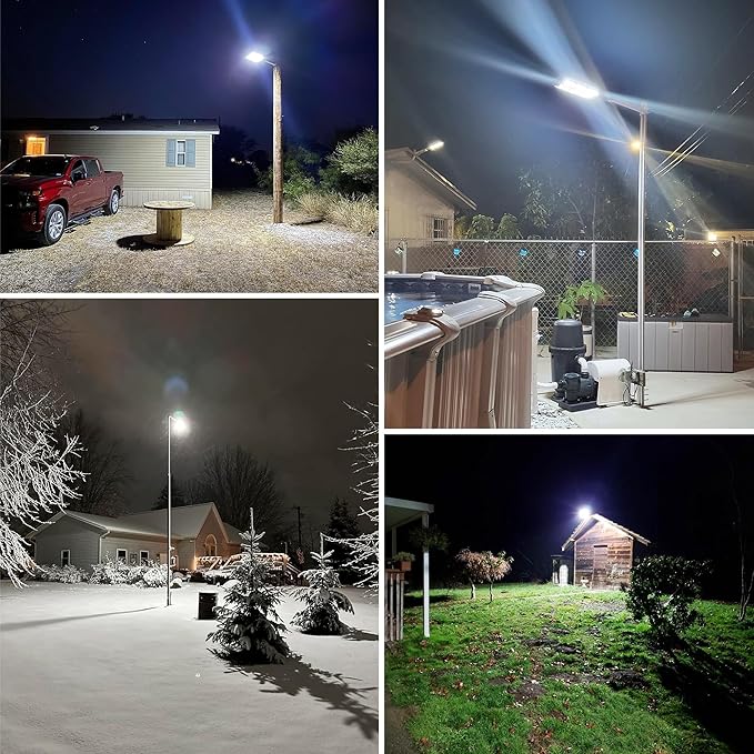 8000W Solar Lights Outdoor, 7000K Solar Street Light ,Commercial Solar Parking Lot Lights IP66 Waterproof Dusk to Dawn, Security Flood Light with Motion Sensor and Remote for Yard, Garage, Driveway