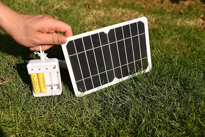 HUI YINGC Solar Power Charger with 5 Watt Portable Solar Panel for 1.2V AA & AAA Household Rechargeable Batteries, with 5 Watt Solar Panel and 4-Bay USB AA & AAA Charger