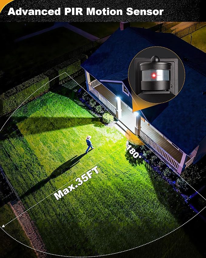 Motion Sensor Dusk to Dawn Outdoor Light, 4-Modes Adjustable Black Exterior Lighting Fixture, Waterproof Outside Wall Mount Lantern for Home, Entry, Backyard, Patio, 120V