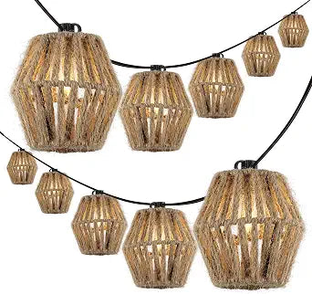 JONATHAN Y Samara 10 Ft 10-Light Metal Lantern String Lights, Brown