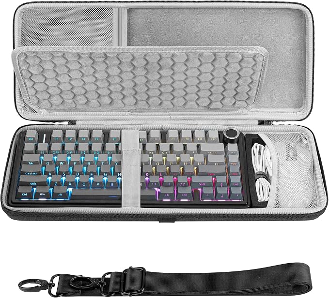 GEEKRIA 75% 84-Key Keyboard and Mouse Combo Case, Compatible with AULA F75 Pro / F75, Keychron K2 Version 2/ K2/ Q1/ V1, ASUS ROG Azoth 75%, Redragon K673 PRO, Hard Shell Travel Bag