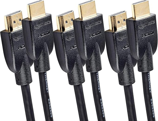 Amazon Basics High-Speed 4K HDMI 2.0 Cable, 3-Pack, 10ft, 4K@60Hz, 18Gbps, 2160p, 48 bit, Compatible with TV/PS5/Xbox/Roku/Blu-ray, Ethernet, Black