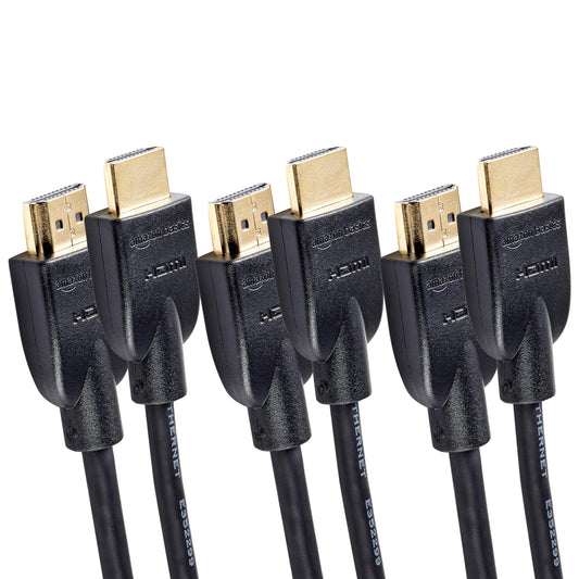 Amazon Basics High-Speed 4K HDMI 2.0 Cable, 3-Pack, 10ft, 4K@60Hz, 18Gbps, 2160p, 48 bit, Compatible with TV/PS5/Xbox/Roku/Blu-ray, Ethernet, Black
