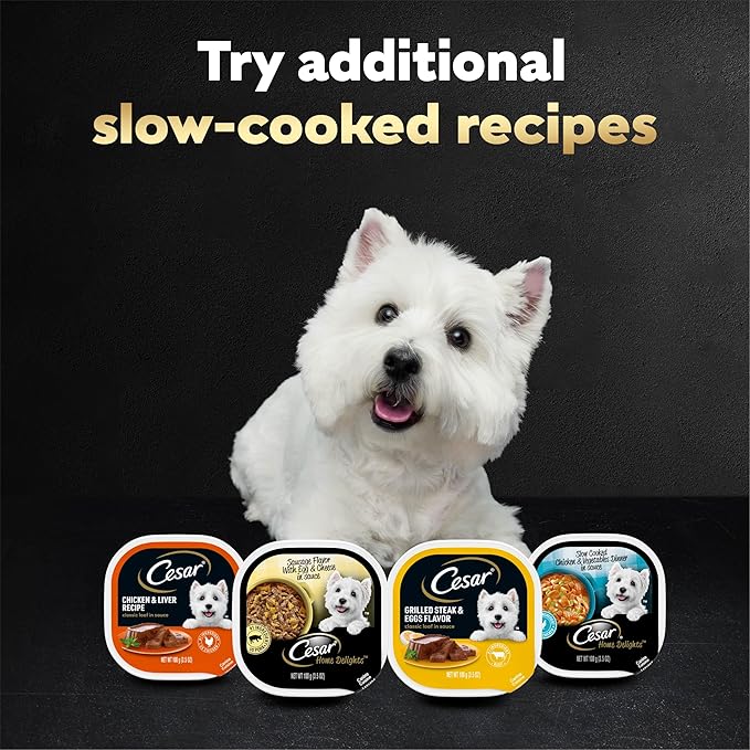 Cesar Wet Dog Food Home Delights & Classic Loaf in Sauce, Breakfast & Dinner Variety Pack, 3.5 oz. Trays, 24 Count