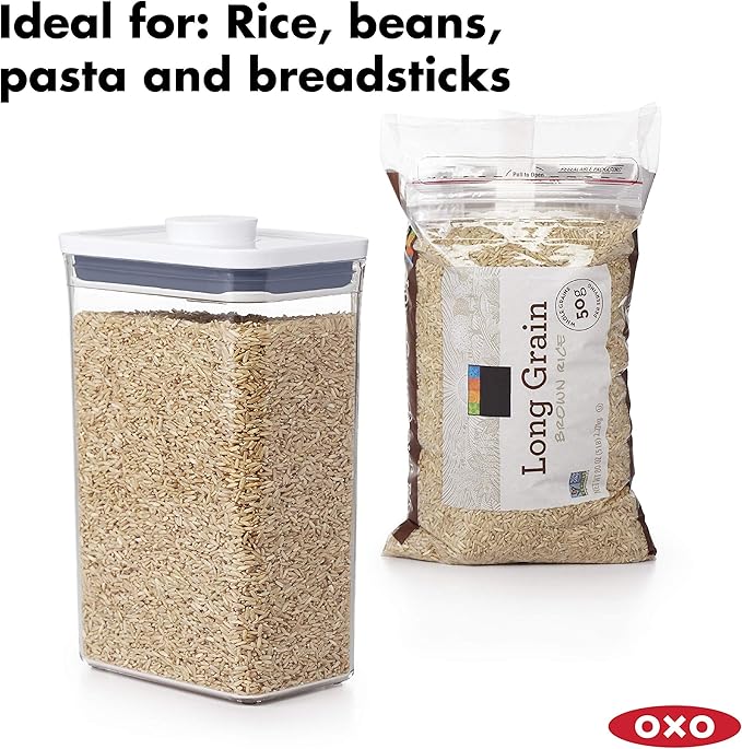 OXO Good Grips POP Container Big Square Tall (6.0 Qt) and Rectangle Medium (2.7 Qt) Food Storage Containers