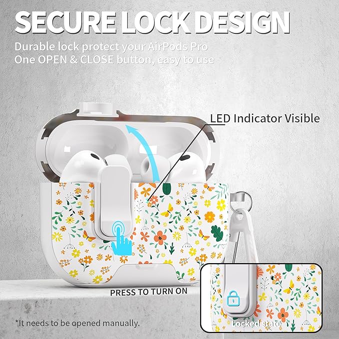 for AirPods Pro 3 Case(2025) with Secure Lock Clip and Phone Stand,Floral Girly Style Protective Cover with Cleaning Kit and Hand Strap for Apple AirPod Pro 3 Generation (Four-Leaf Clover)