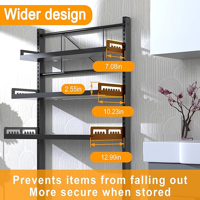 Multifunctional Storage Three-Tier Adjustable Height Laundry Room Shelf Space Saving Organizer
