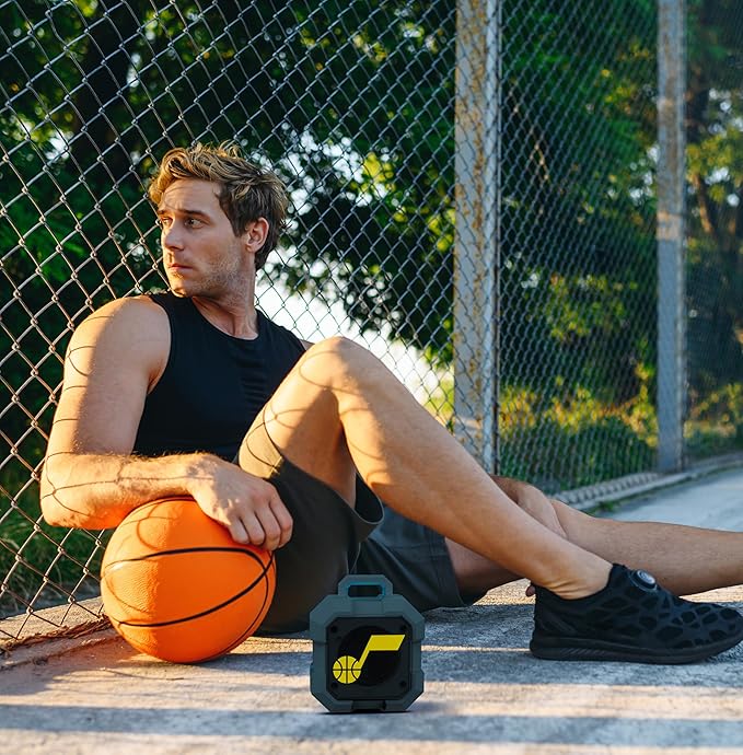 SOAR NBA Shockbox LED Wireless Bluetooth Speaker - Water Resistant IPX4, 5.0 Bluetooth with Over 5 Hours of Play Time - Small Portable Speaker - Officially Licensed NBA, Perfect Home & Outdoor Speaker