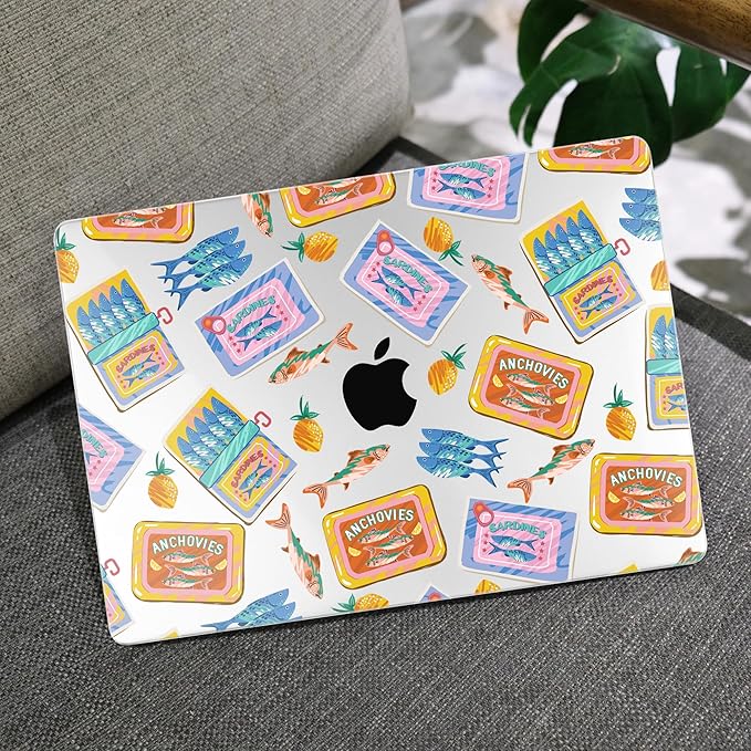 MEEgoodo for MacBook Air 13.3 inch Case 2021 2020 2019 2018 A2337 M1 A2179 A1932, Laptop Shell for MacBook Air M1 with Keyboard Webcam Cover & Trackpad Film & Type C Adapter,Colorful Sardines Fish
