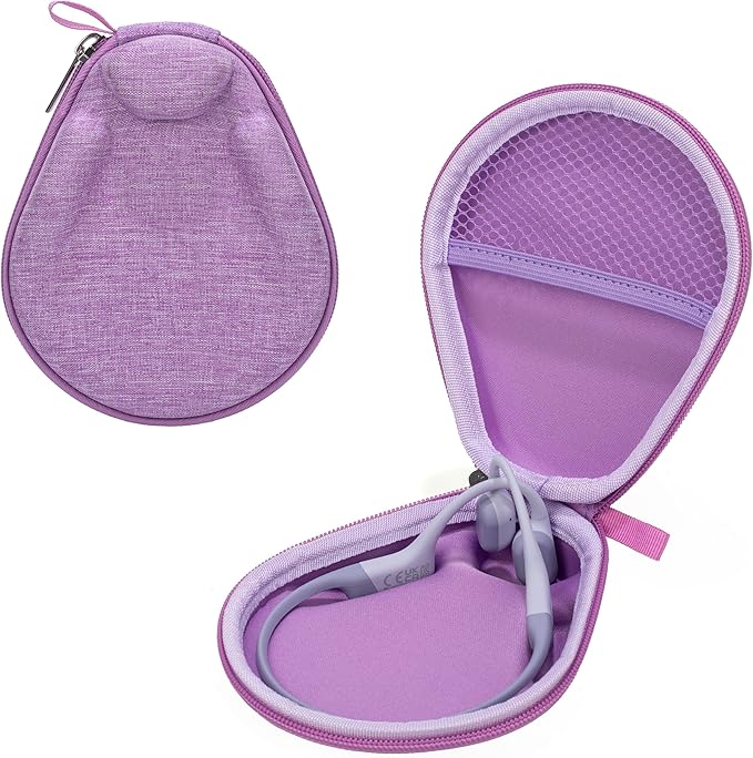 Ginsco Universal Bone Conduction Headphones Case Compatible with SHOKZ New OpenRun Pro 2/Pro 2 Mini/OpenRun/OpenSwim Open-Ear Sport Headphones, Compatible with CXK/BAICLUD/MRYTKY/Ogogrs etc (Purple)