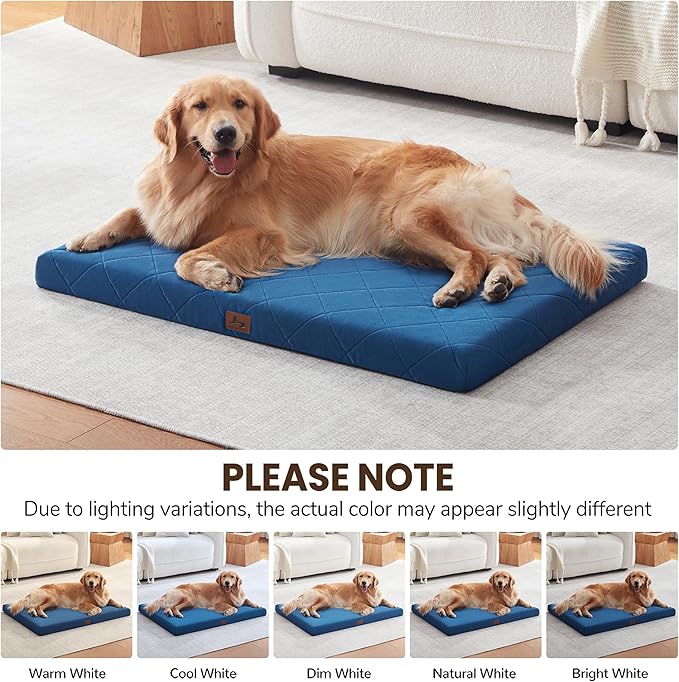 Orthopedic Dog Beds Large Medium Sized Dogs, Waterproof Dog Crate Bed with Removable Cover, Washable Pet Bed with Mat Egg Crate Foam, 35"x22"