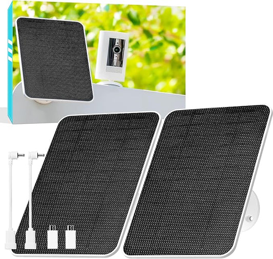 5V Solar Panel for Seucrity Cameres, For Bird Feeder Trail Cam, Ring Tapo Eufy Vicohome Eseecloud, Native USB-C, Micro-USB & DC 3.5mm*1.35mm 9.8 Ft Cable 23% Energy Conversion 180 Days Exchange Policy
