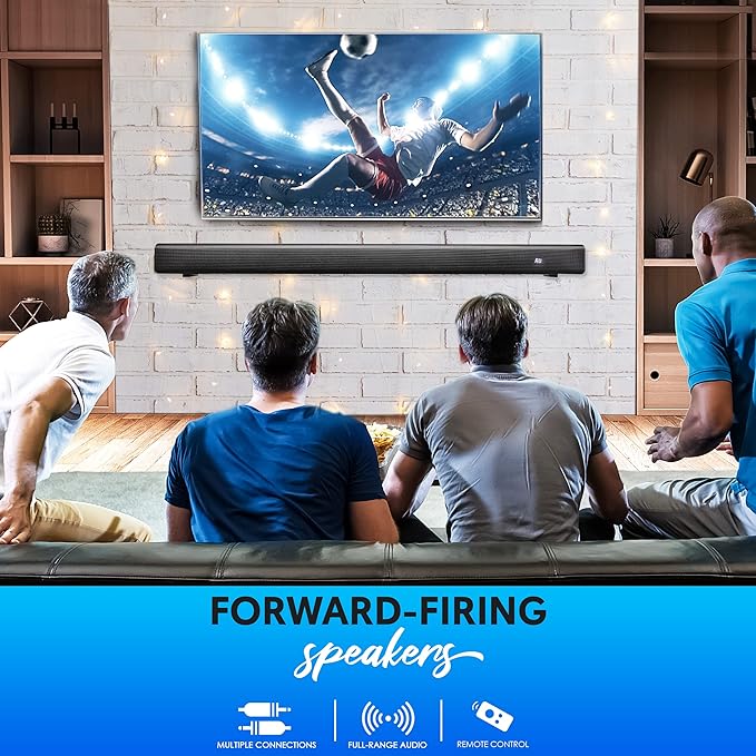 Pyle TV Speaker - Quality Audio Soundbar with Bluetooth, Support 4K & HDMI TVs, Wall Mountable, 32" w/Remote Control, Coaxial & RCA Cables, Class D Stereo Power Digital Amplifier - PSBV30BT