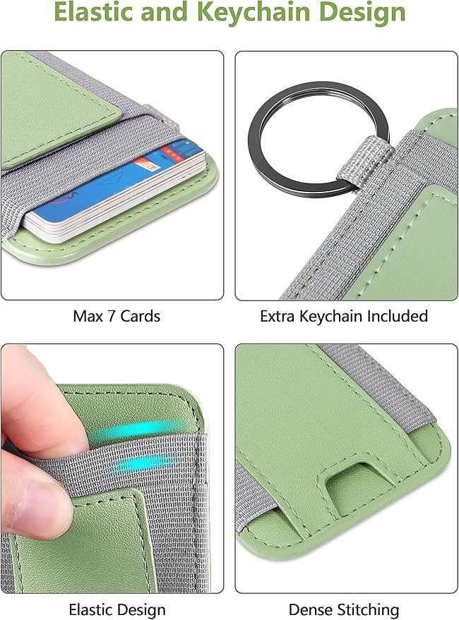 ExtreLife For Magsafe Wallet, Strongest Magnetic Wallet for iPhone 17/16/15/14/13/12 Series, Magnetic Card Holder with 2 Card Slots, RFID Blocking, Vegan Leather, Hold 7 Cards, Light Green