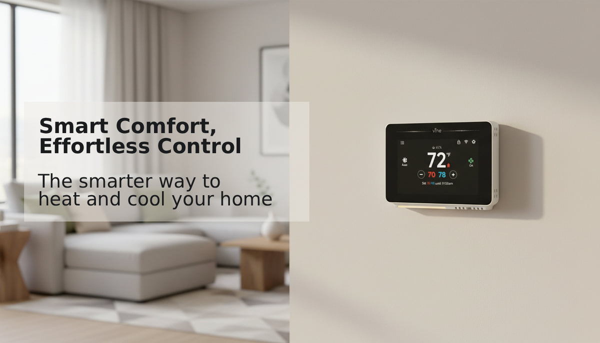 Vine Smart Thermostat for House with Nightlight, 4.3 Inches WiFi Thermostats for Home Compatible with Alexa and Google Assistant, 7day x 8period Programmable, C-Wire Required